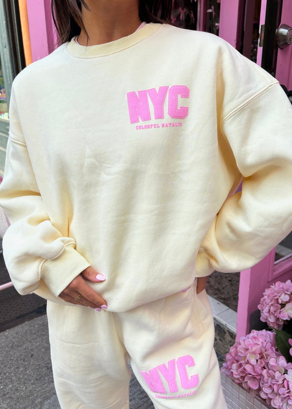 NYC Cream Puff Print Crewneck