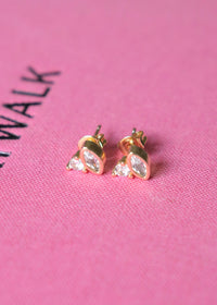 18k Gold Double CZ Drop Studs