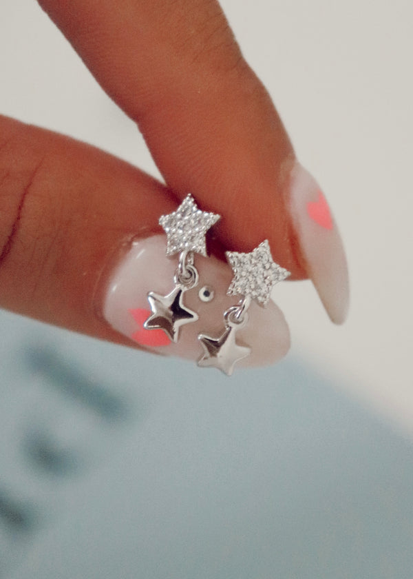 Sterling Silver Double Star Studs