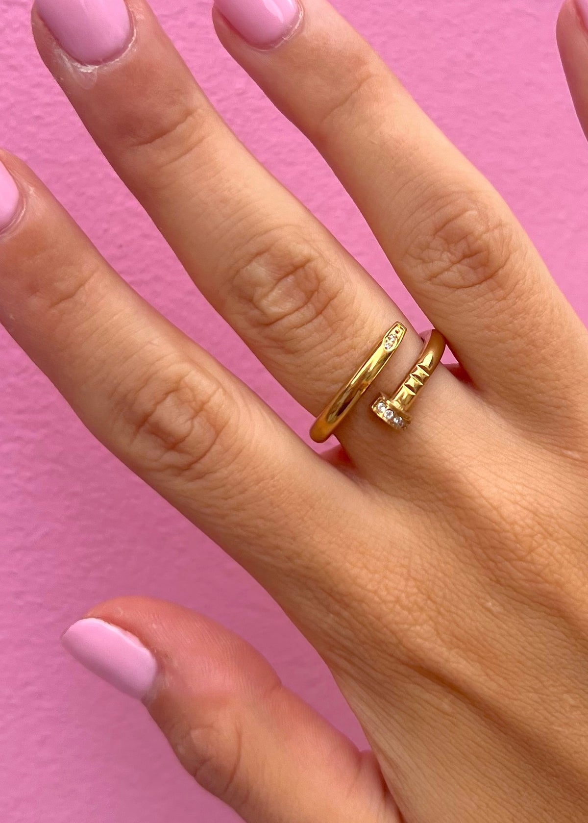 18k Gold Thick CZ Nail Ring