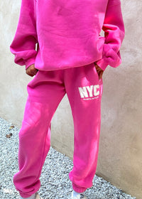 NYC Fuchsia Puff Print Sweatpants