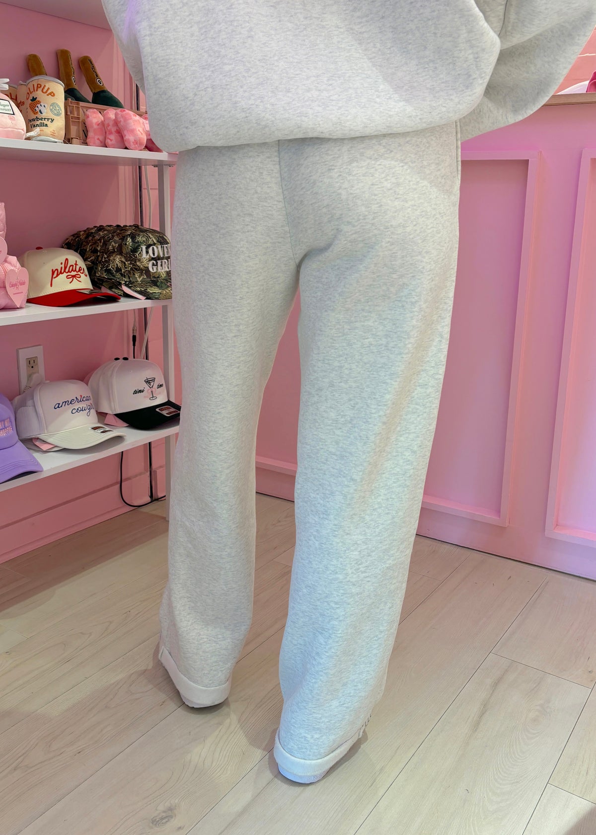 NYC Heather White Puff Print Sweatpants