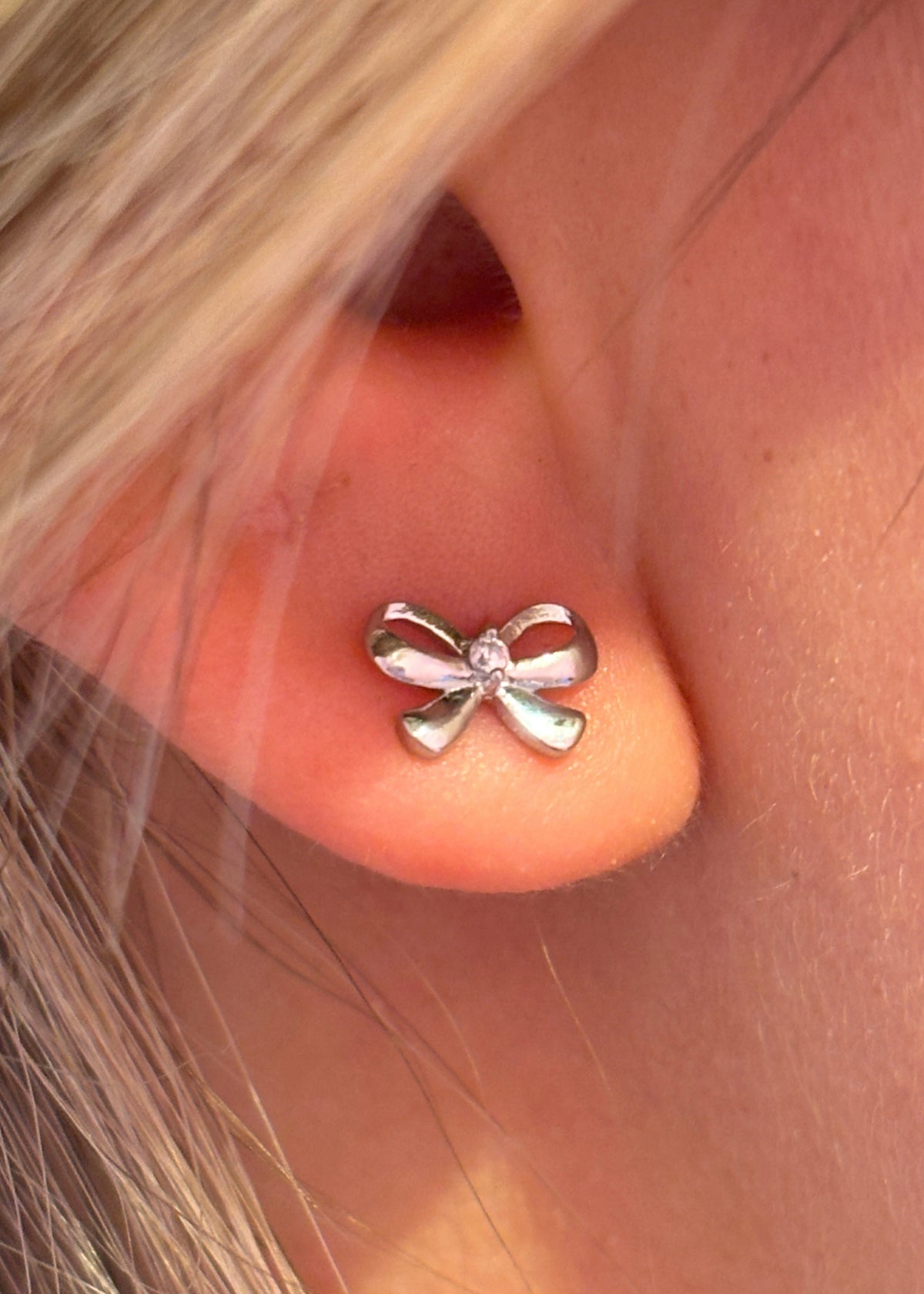 Tied In A Bow Silver Studs