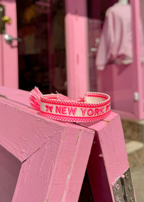 New York Hot Pink Embroidered Bracelet