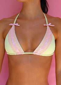 Teagan Pink Lace String Bikini Top