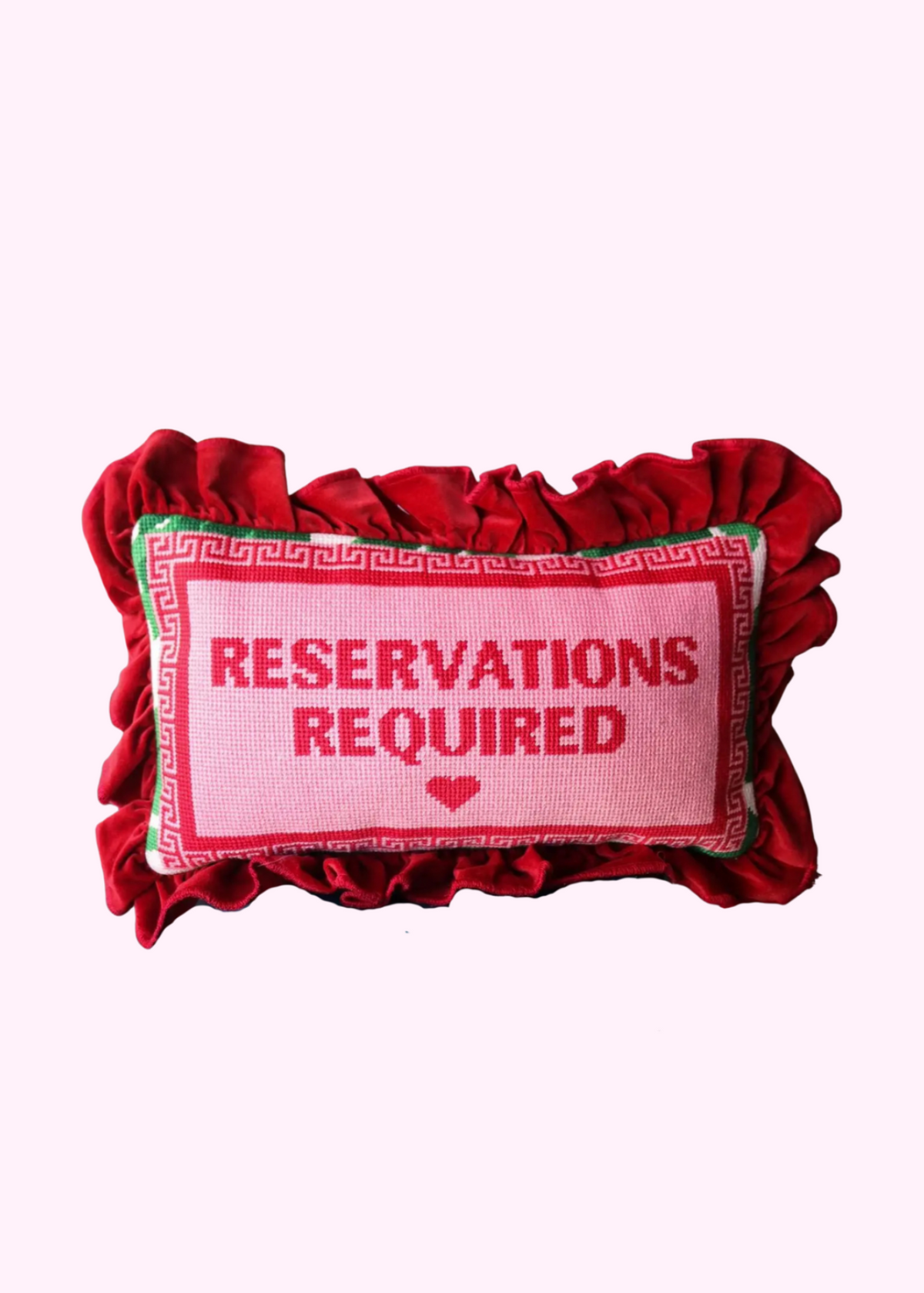 Reservations Required Needlepoint Pillow