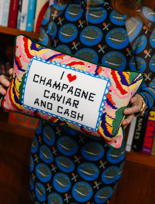 I Heart Cash Needlepoint Pillow