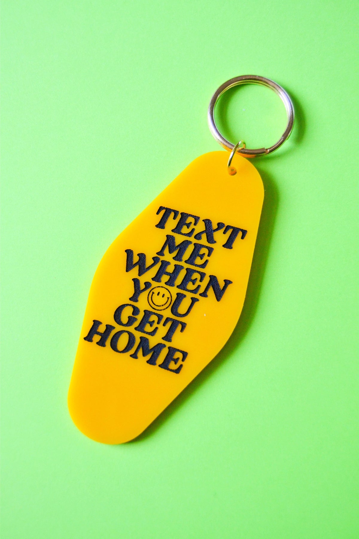 Text Me Yellow Keychain