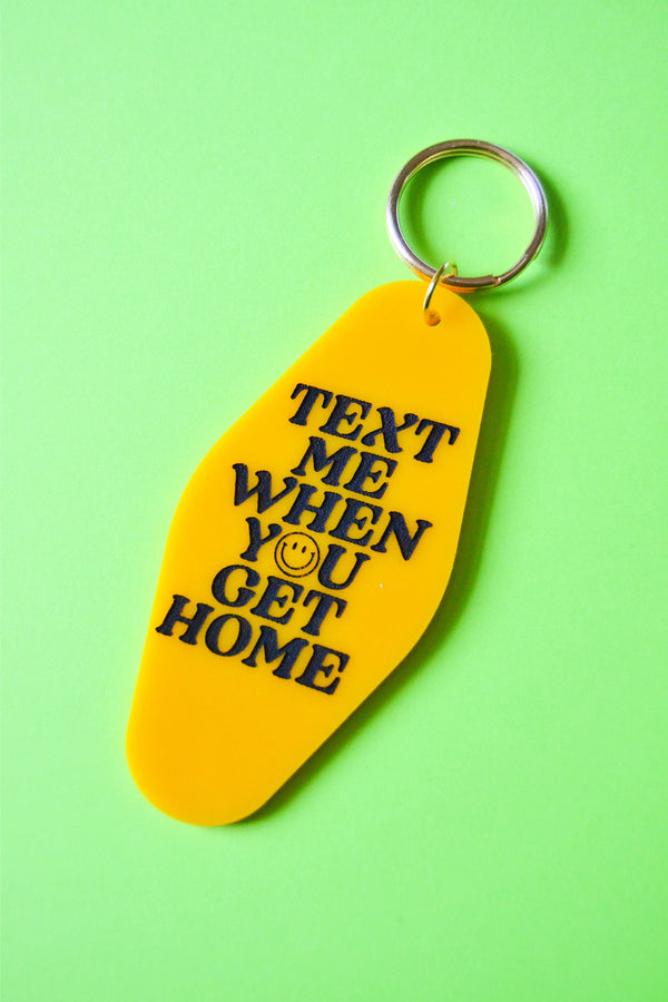 Text Me Yellow Keychain