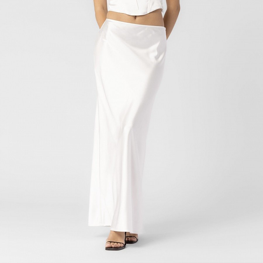Carmela White Satin Skirt