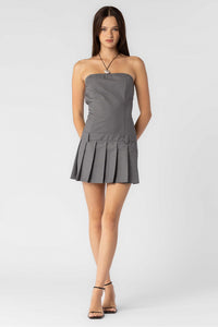Alice Pleated Grey Mini Dress