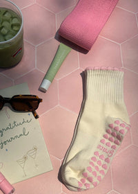 Pink Ruffle Heart Grip Socks