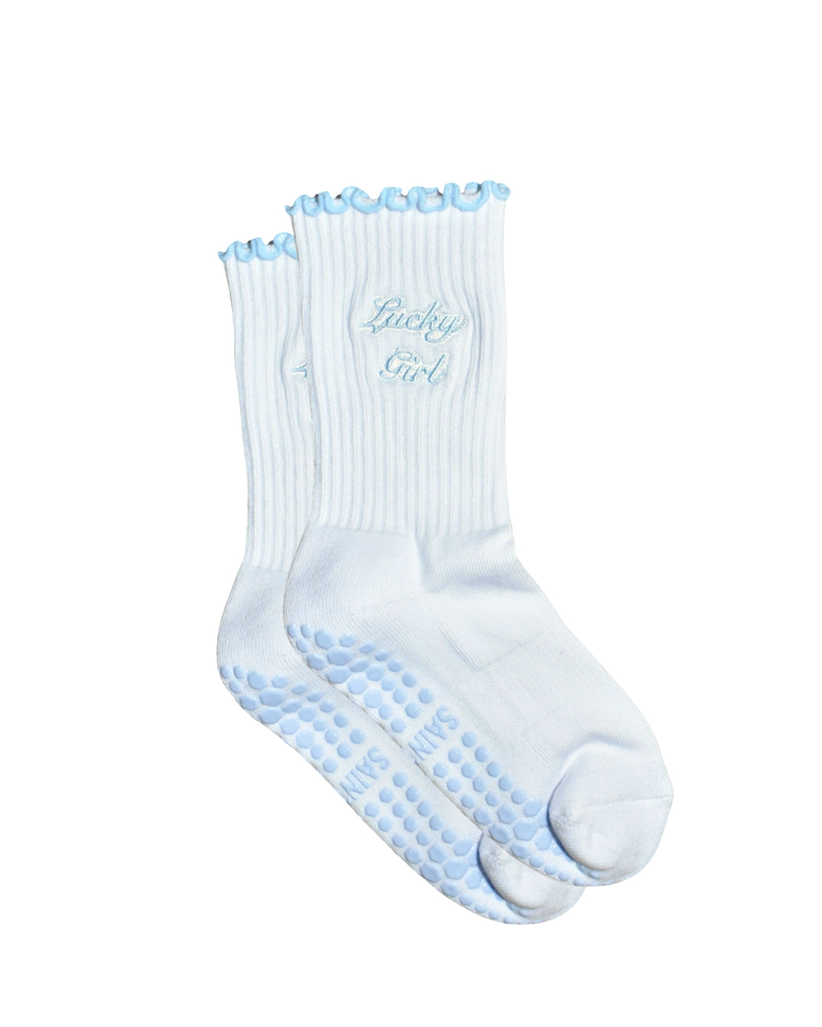 Lucky Girl Blue Grip Socks
