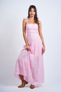 Dom Pink Tiered Maxi Dress