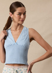 Miranda Blue Smocked Crop Top