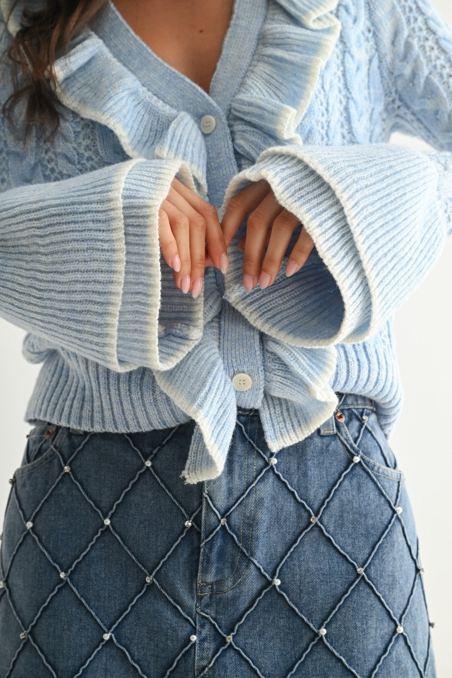 Bubbles Blue Ruffled Cardigan