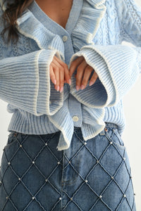 Bubbles Blue Ruffled Cardigan