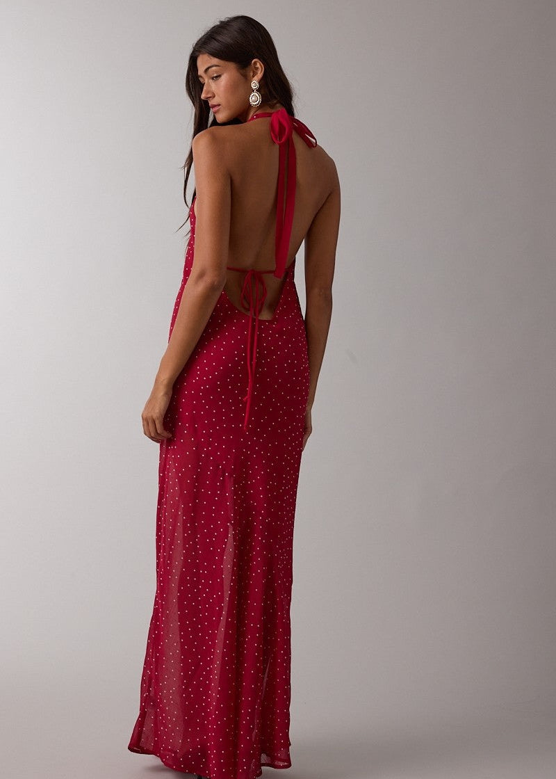 Mina Red Polka Dot Maxi Dress