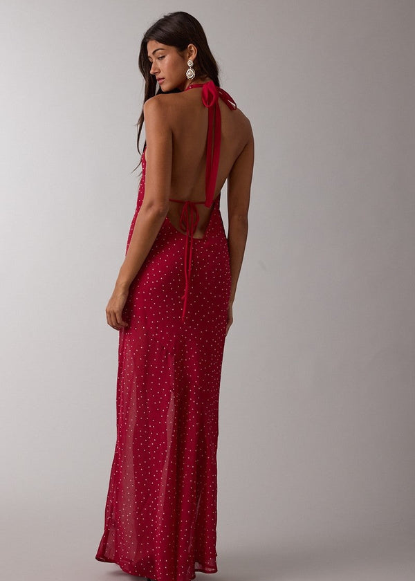 Mina Red Polka Dot Maxi Dress