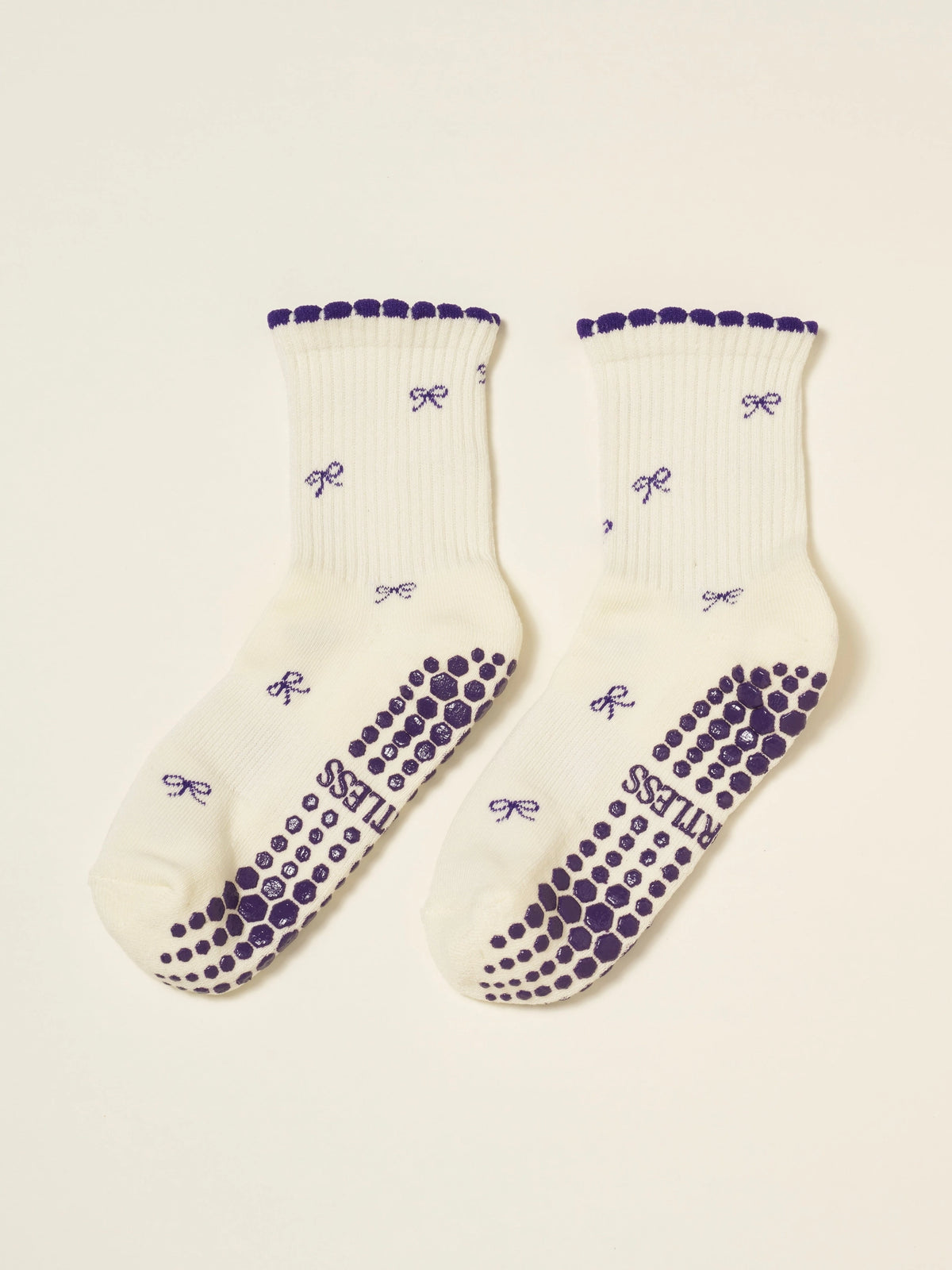 Navy Blue Bow Grip Socks