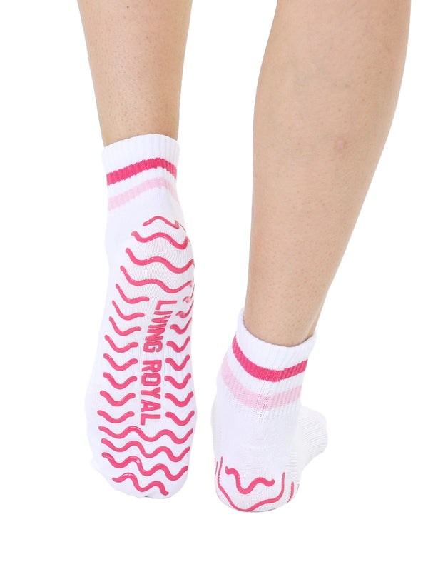 Pink Line Grip Ankle Socks