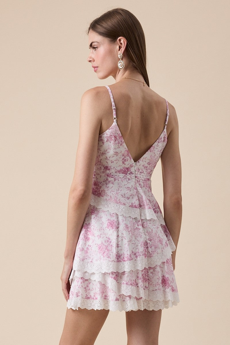 Carol Pink Floral Mini Dress