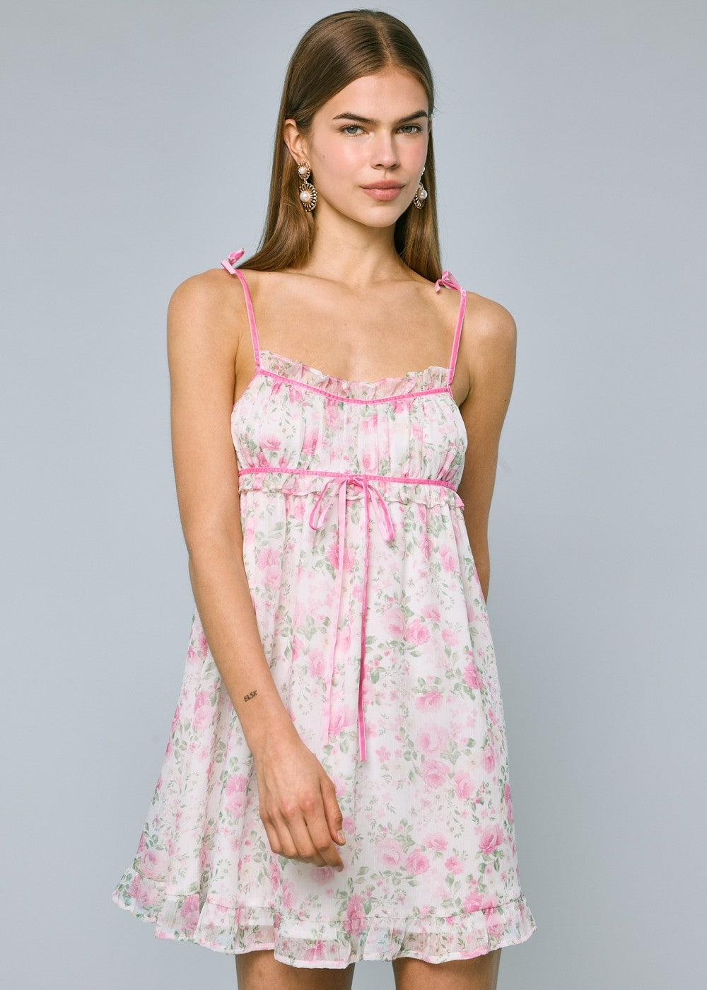 Agatha Pink Floral Mini Dress
