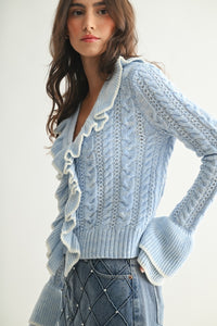 Bubbles Blue Ruffled Cardigan