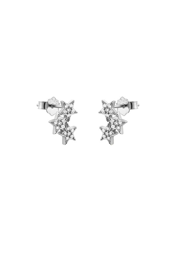 Sterling Silver Triple Star Pavé Studs