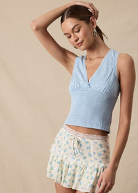 Miranda Blue Smocked Crop Top