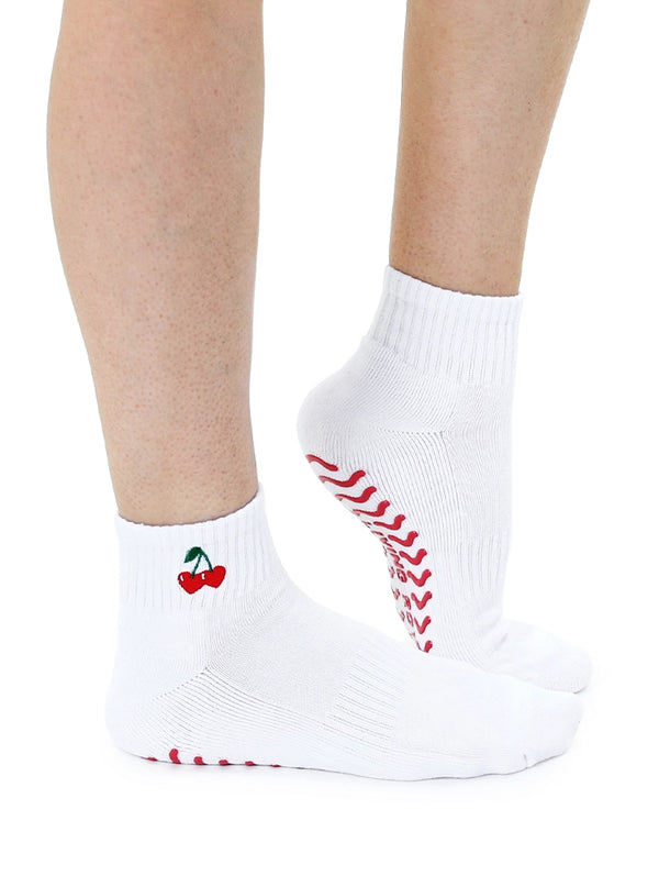 Cherry Heart Grip Ankle Socks