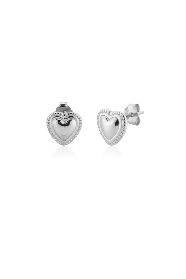 Sterling Silver Heart Charm Studs