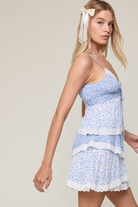 Carol Blue Tiered Mini Dress