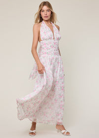 Sparks Fly Pink Tie Maxi Dress