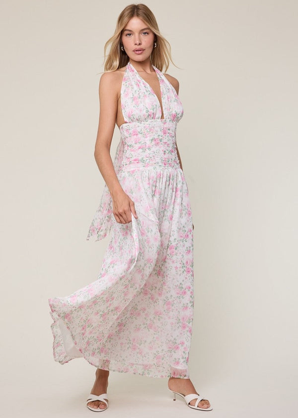 Sparks Fly Pink Tie Maxi Dress