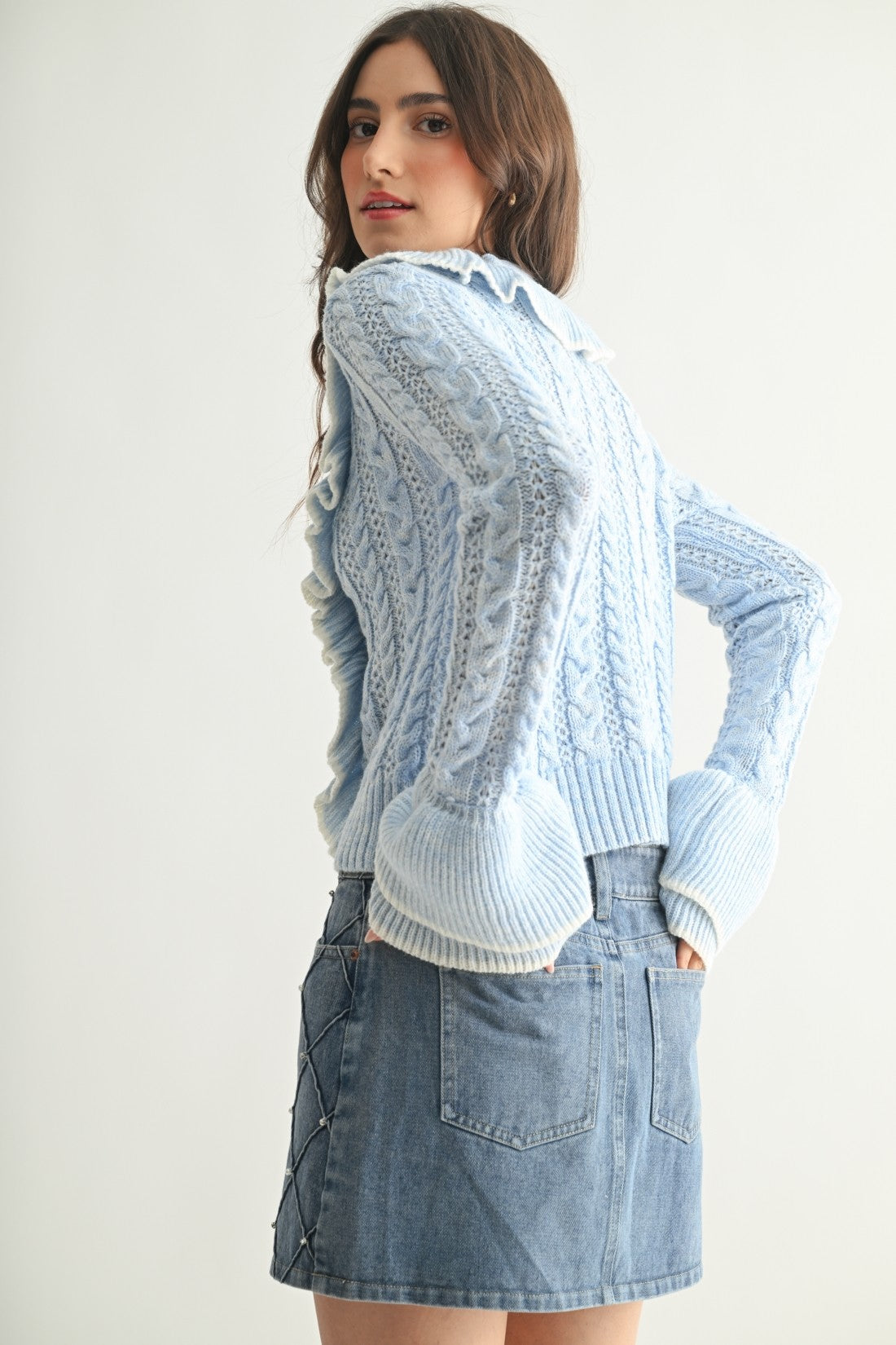 Bubbles Blue Ruffled Cardigan