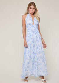 Sparks Fly Blue Tie Maxi Dress