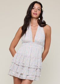 Jessa Pastel Chiffon Floral Mini Dress