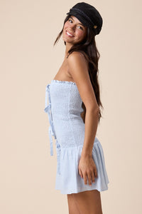 Kelly Blue Tie Mini Dress