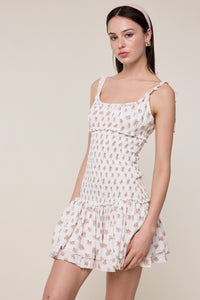 Whitney Red Florals Mini Dress