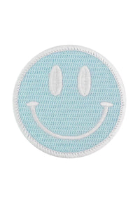 Blue Smiley Iron-On Patch