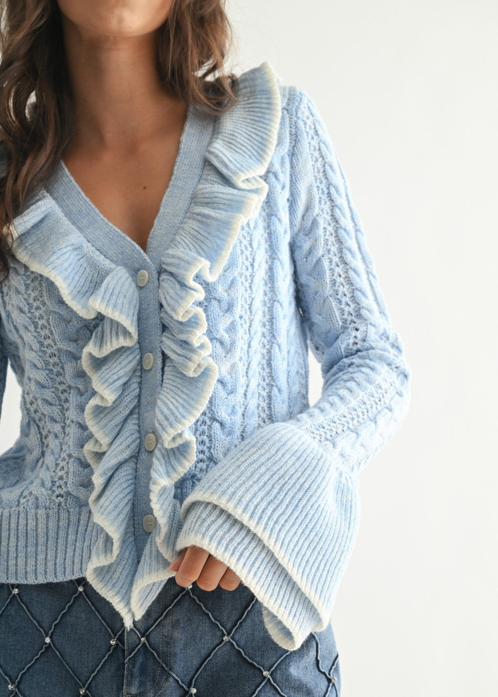 Bubbles Blue Ruffled Cardigan