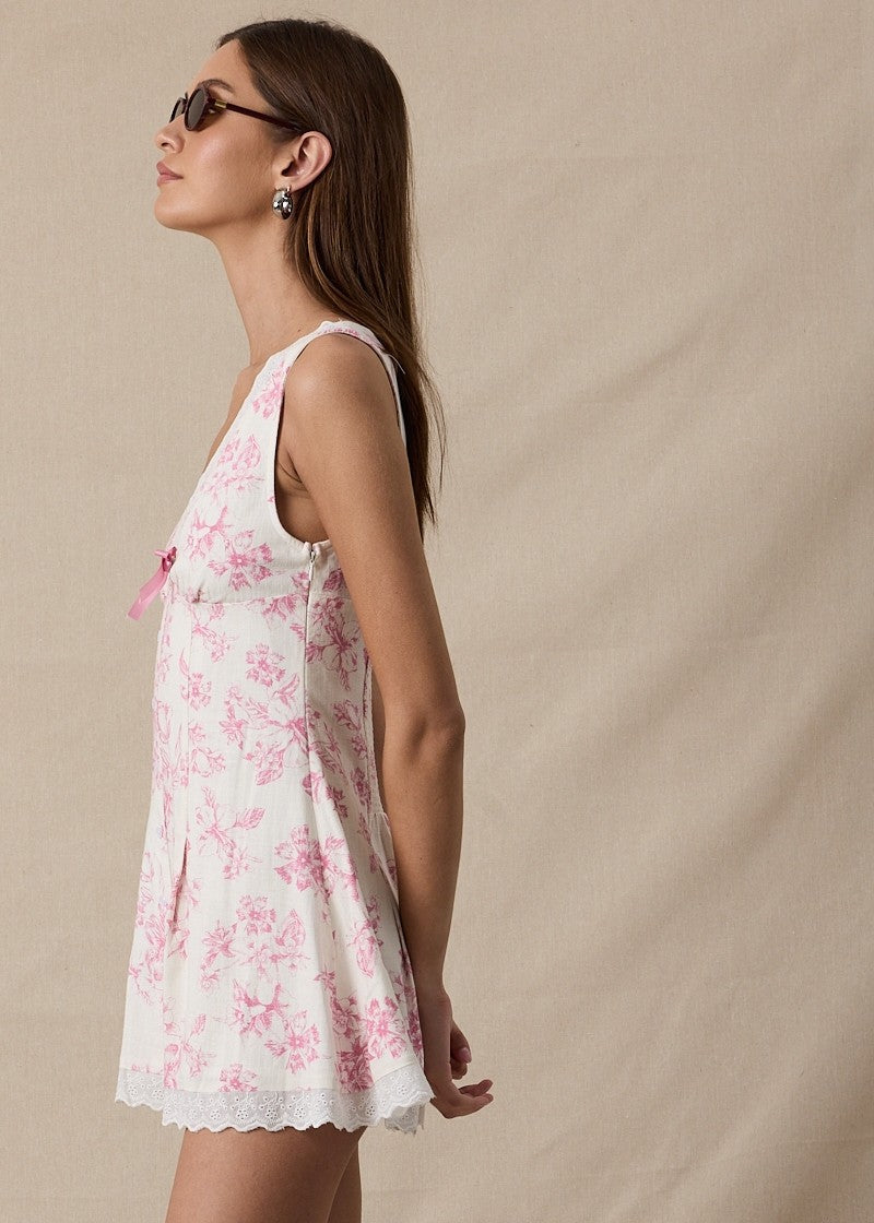 Menorca Pink Floral Mini Dress