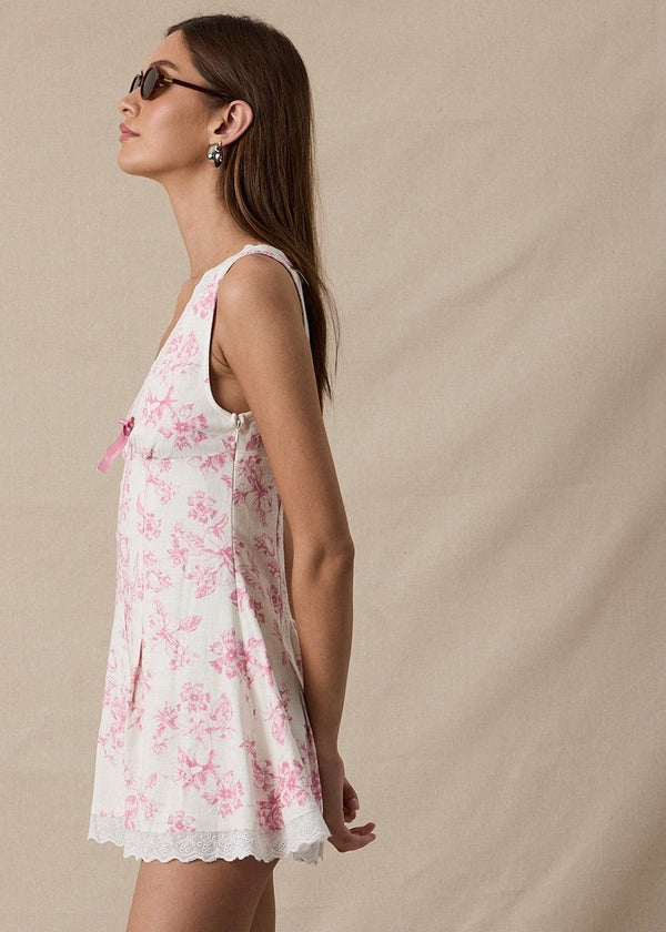 Menorca Pink Floral Mini Dress