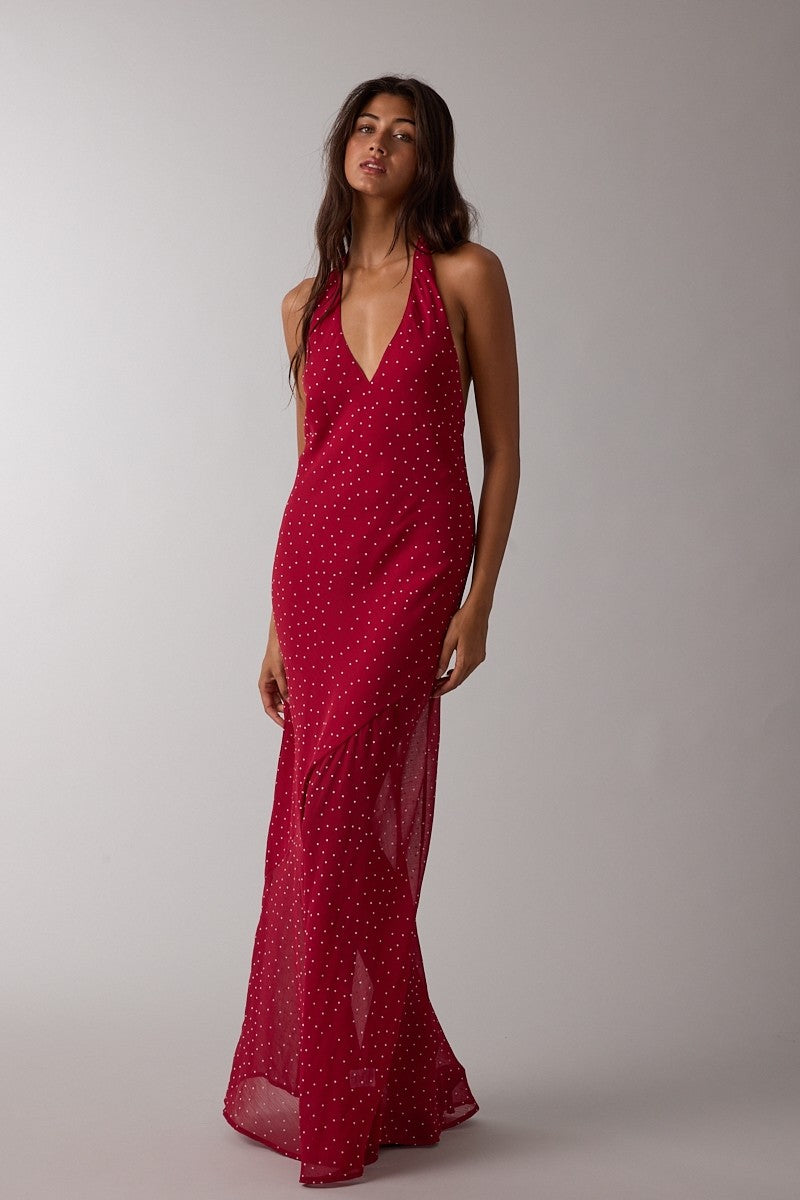 Mina Red Polka Dot Maxi Dress