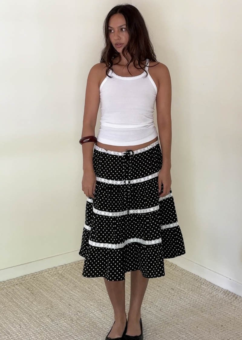 Emilie Black Polka Dot Midi Skirt