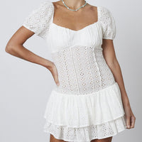 Ina White Puff Dress