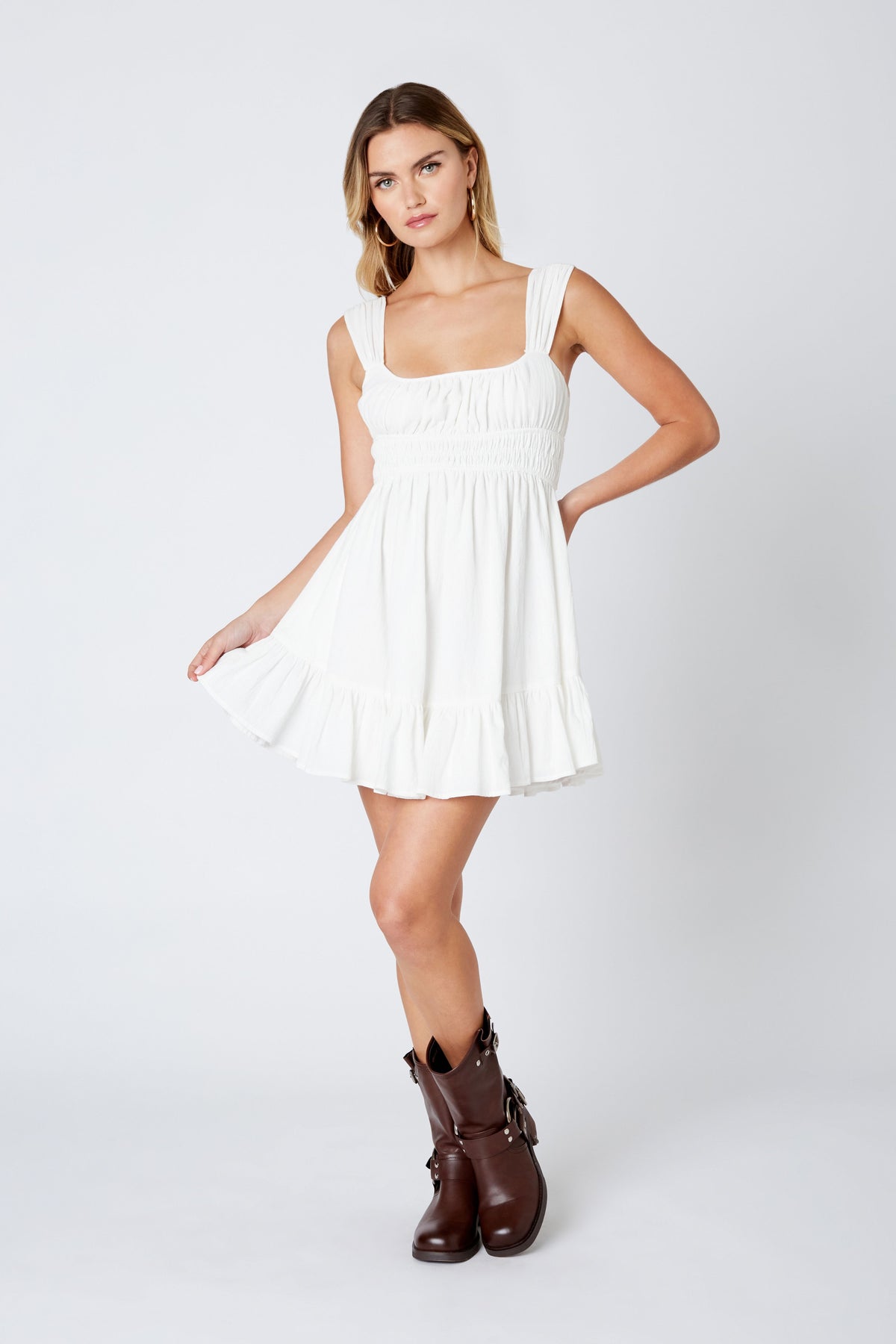 Stasia White Flowy Mini Dress