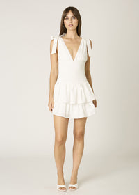 Solace White Tie Strap Mini Dress
