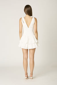 Solace White Tie Strap Mini Dress